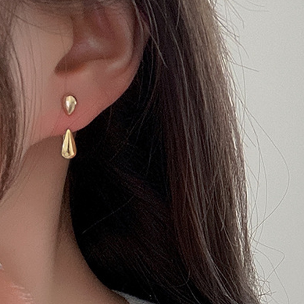 1 Đôi Bông Tai Kim Loại Hình Giọt Nước Thời Trang Dành Cho Nữ