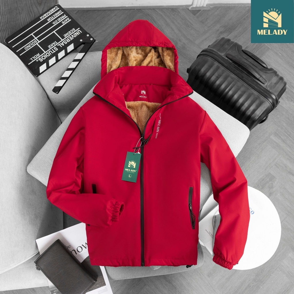 Áo khoác gió nam nữ lót lông cừu, vải tráng bạc nano gió Mũ tháo rời