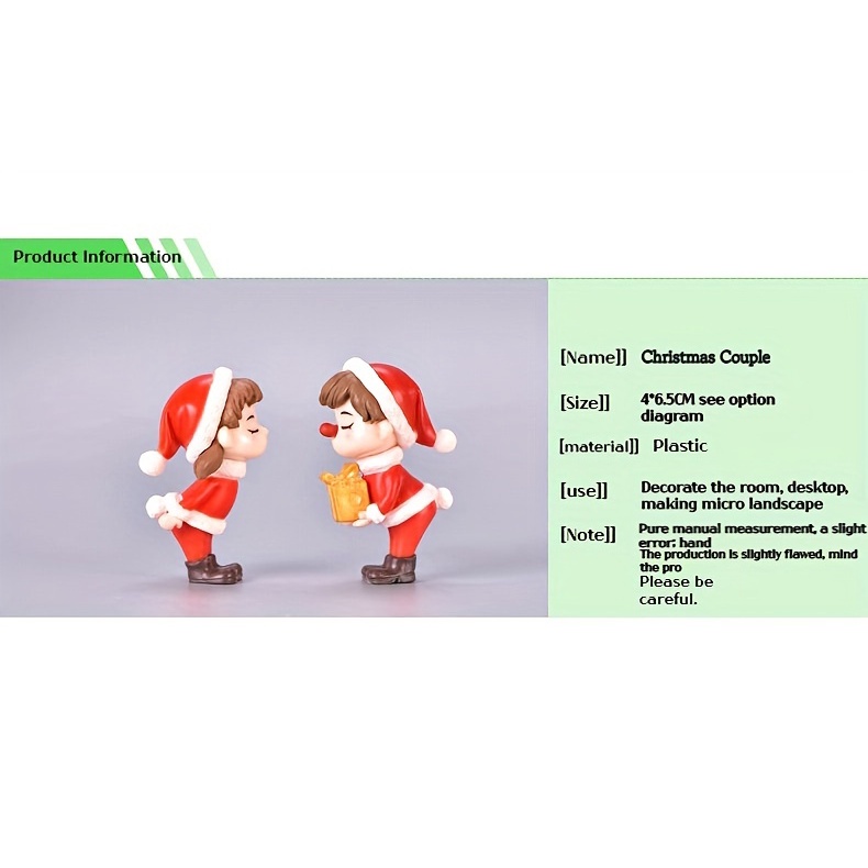 Set 2 Tượng Cặp Đôi mini Trang Trí Giáng Sinh