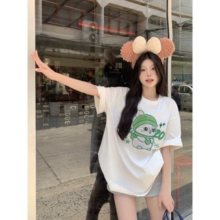 Áo thun nữ form rộng Guguno cotton 100% cổ tròn in basic