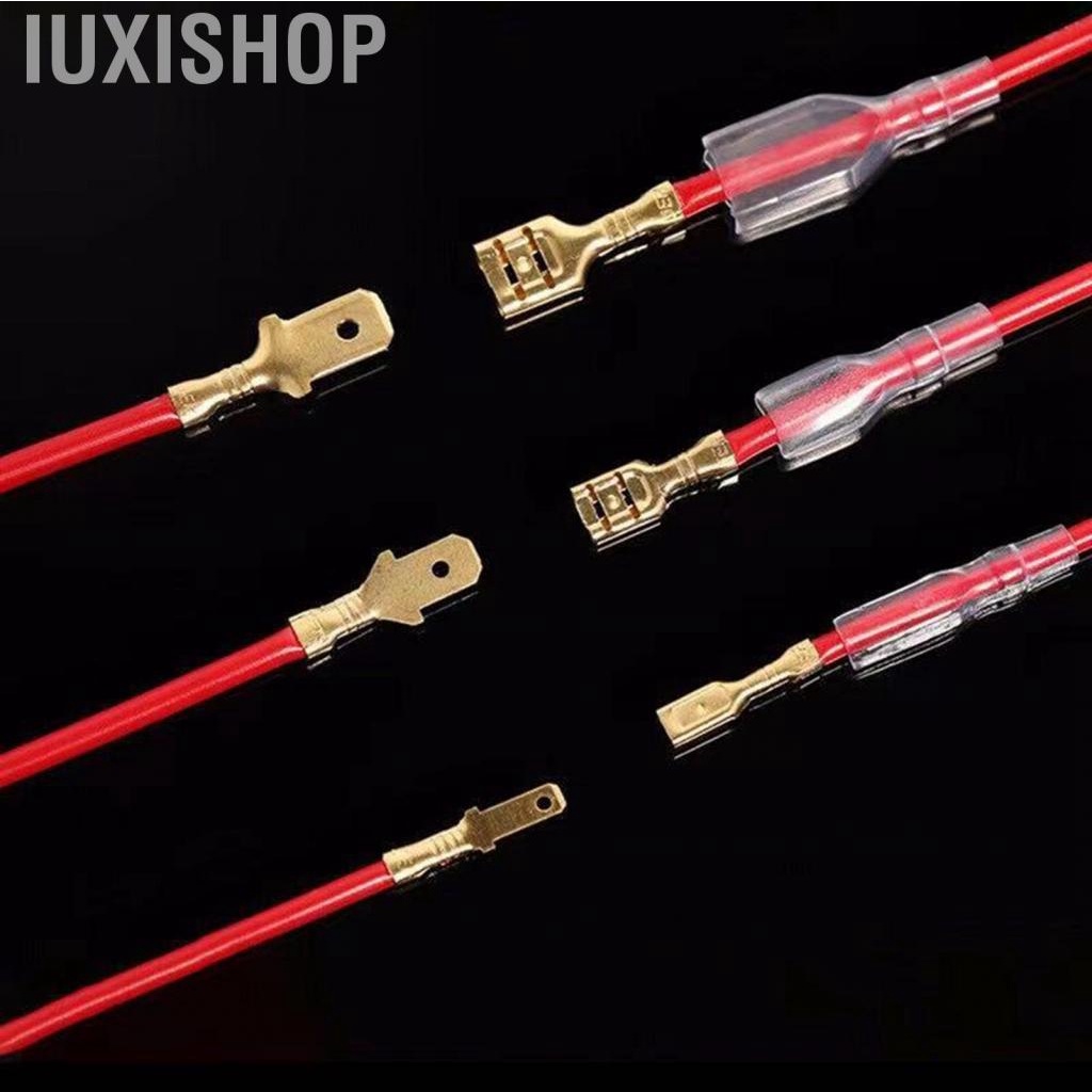Iuxishop Yellow Crimp Terminal Block Set Transparent Protection Cover Male Female Docking Connector Kit 2.8 4.8 6.3