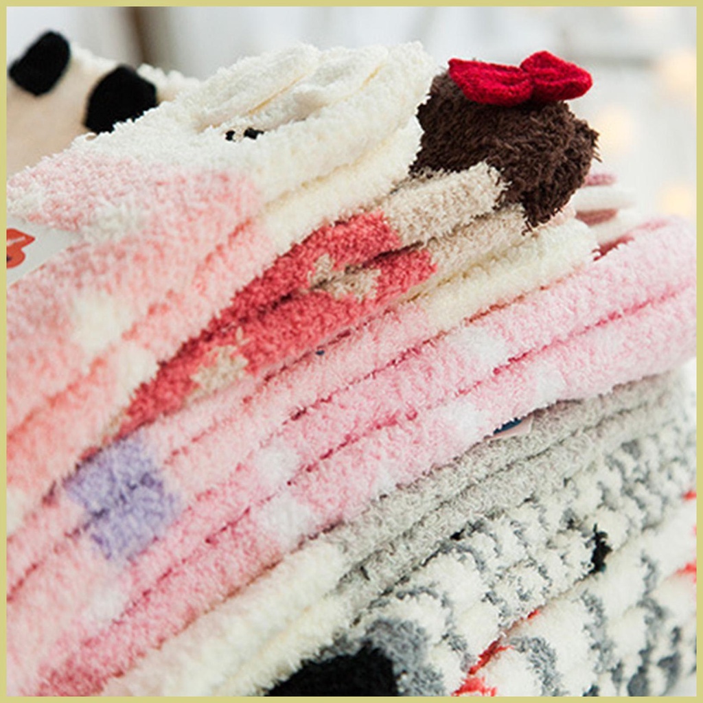 Vớ Vải Lông Cừu San Hô Dày Dặn Thoải Mái Vui Nhộn Cho Nữ