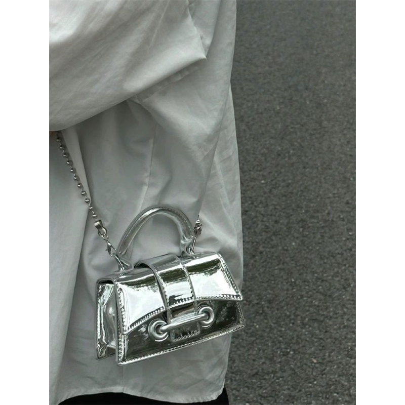 IELGY Túi Xách Đeo Vai Hình Vuông Cỡ Nhỏ Đính Hạt Bạc Thời Trang Cao Cấp Cho Nữ