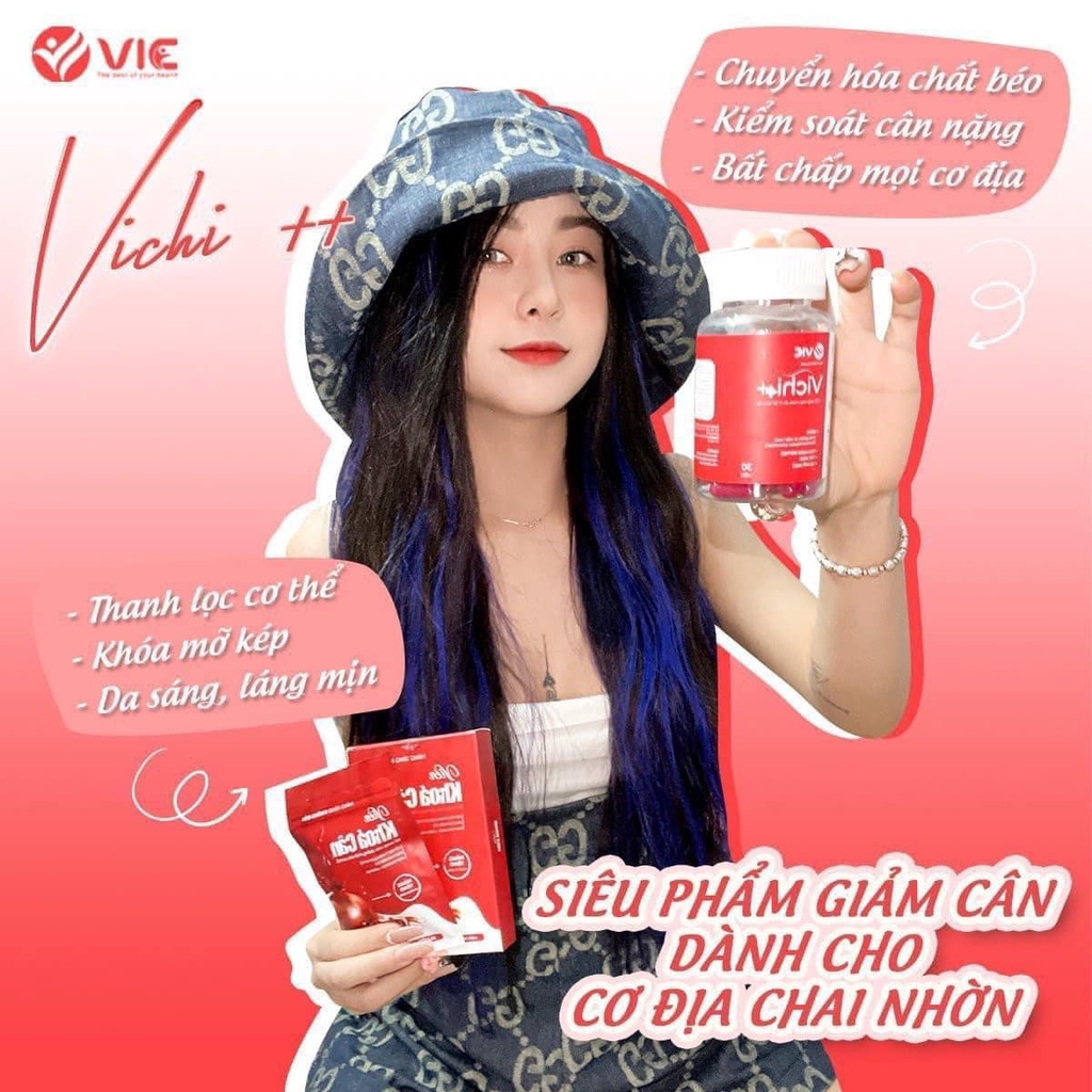 Giảm cân Vichi ++ viên uống thảo mộc tư nhiên an toàn chính hãng dành cho cơ địa khó giảm