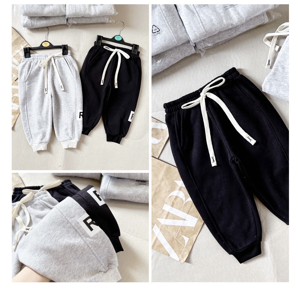 ✨MALINHKID✨CB065- Combo 2 quần nỉ bông ghi, đen trẻ em VNXK