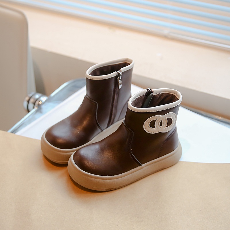 Giày Bốt martin Bằng Da Đế Mềm Có Khóa Kéo Đơn Giản Thoải Mái Cho Bé Gái 3-18 Tuổi