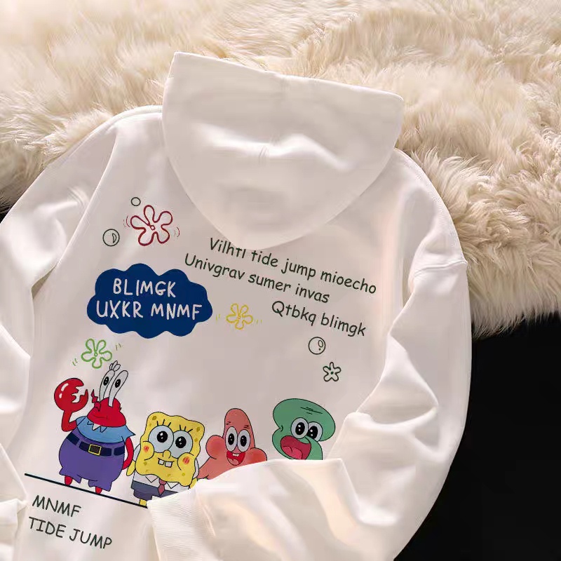 Áo hoodie Tay Dài Oversize In Họa Tiết Hoạt Hình spongebob Phong Cách Nhật Bản Dễ Thương Thời Trang Mùa Thu Cho Nữ