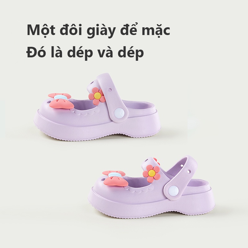 Cheerful Mario Dép sục bánh mì cho bé gái Cảm giác bước lên đế mềm EVA êm chân nhẹ sandal sục nơ