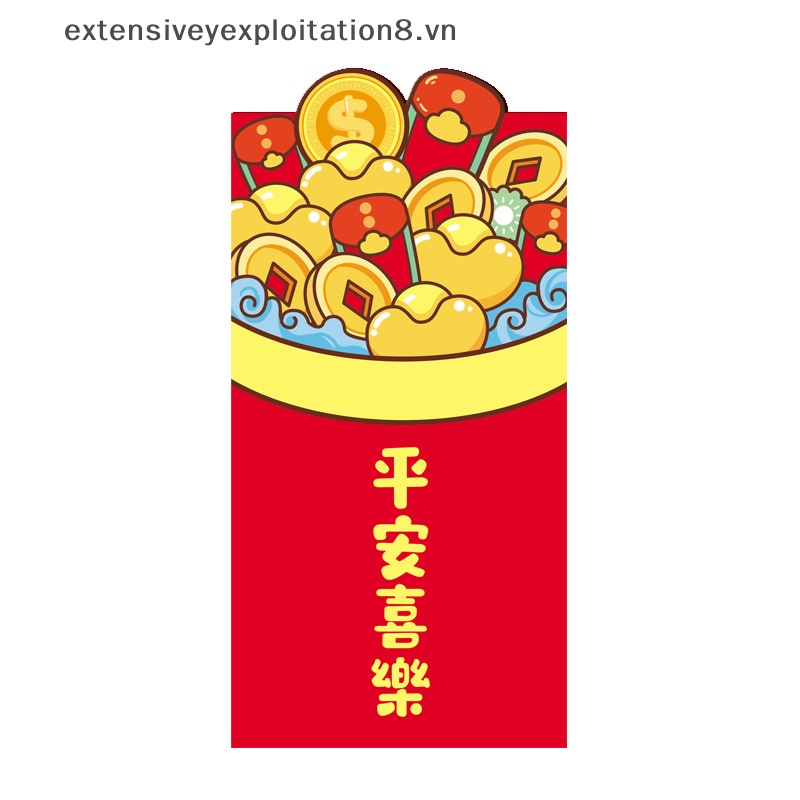 Set 6 Bao Lì Xì Đỏ May Mắn Hình Rồng Năm Mới 2024 Phong Cách Trung Hoa