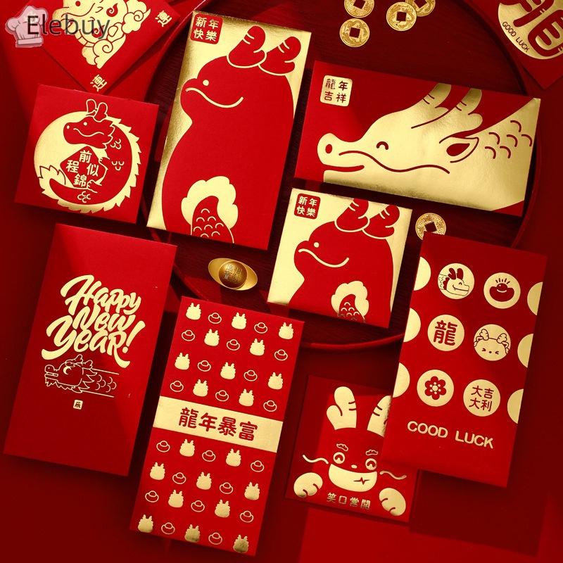 Set 6 Bao Lì Xì Hình Rồng Năm Mới 2024