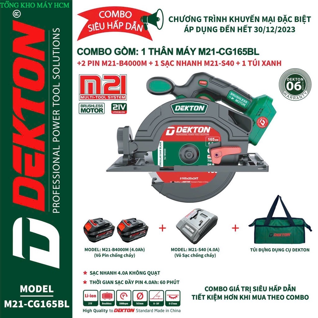 Combo Máy cưa gỗ Dekton M21-CG165BL không chổi than tổng kho máy hcm