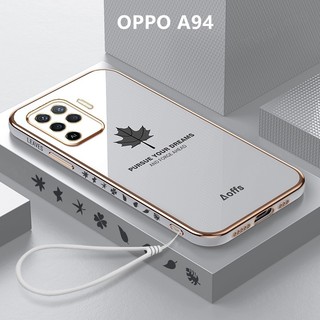 Ốp lưng oppo a94 mềm chống sốc họa tiết lá phong cho ốp điện thoại oppo a94