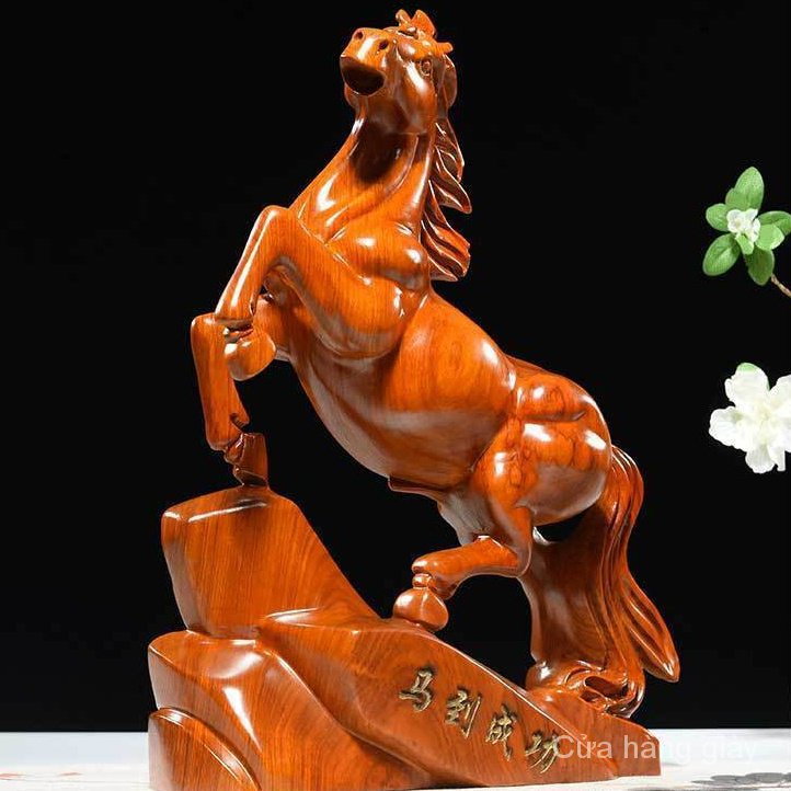 Hoa Lê Vàng Mười Hai Con Ngựa Chạm Khắc Ngựa Bằng Gỗ Trơn Trang Trí Nhà Cửa Văn Phòng Ma Gụ