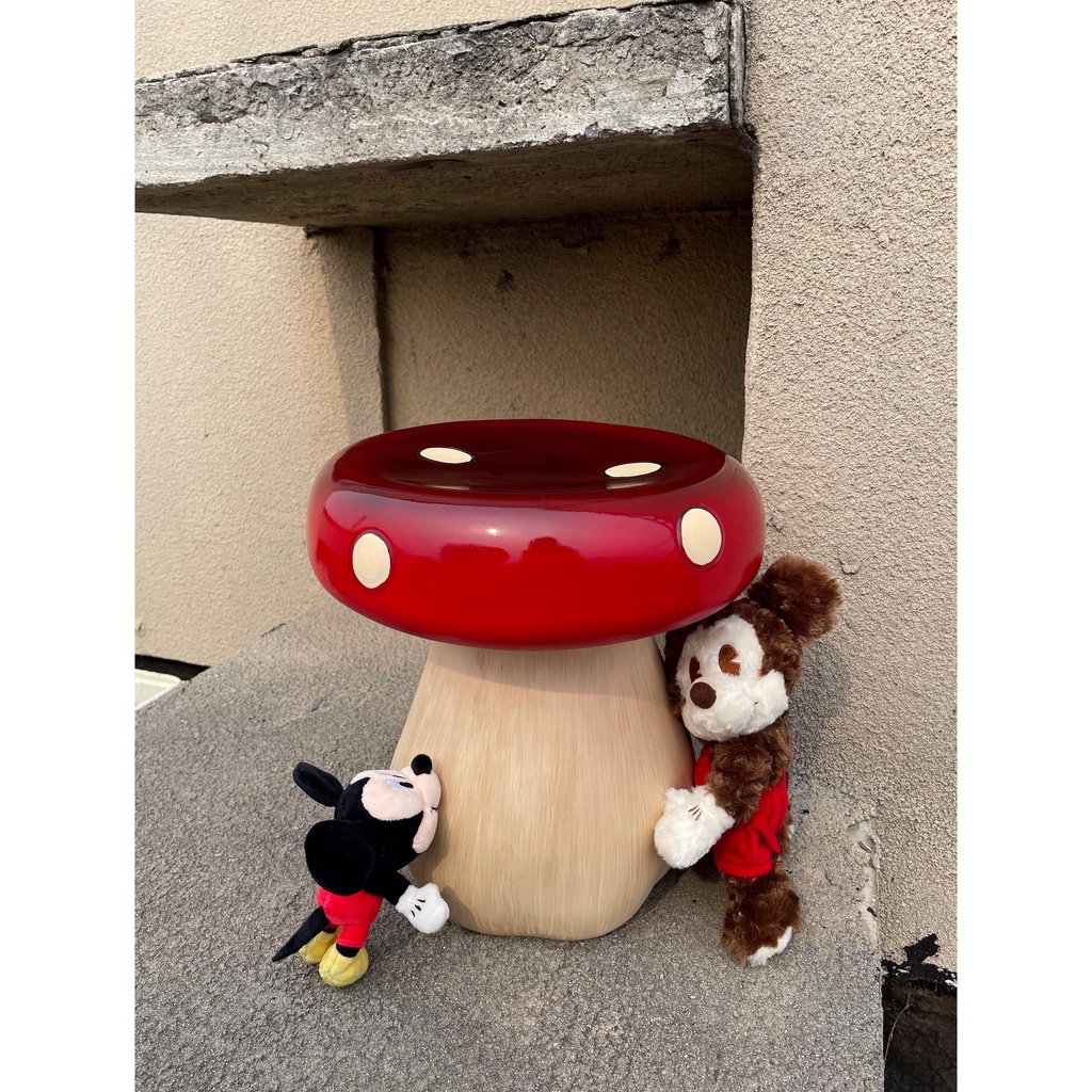 Villain Ghế Đẩu Để Bàn Trang Trí Phòng Ngủ / Quán Cà Phê Hình Nấm Có Thể Thay Đổi Màu Đỏ Dễ Thương