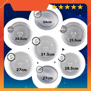 Đĩa thuỷ tinh lò vi sóng chính hãng 24.5cm 25.5cm 27cm 28.5cm 31.5cm đĩa lvs dùng chung cho nhiều hãng sharp