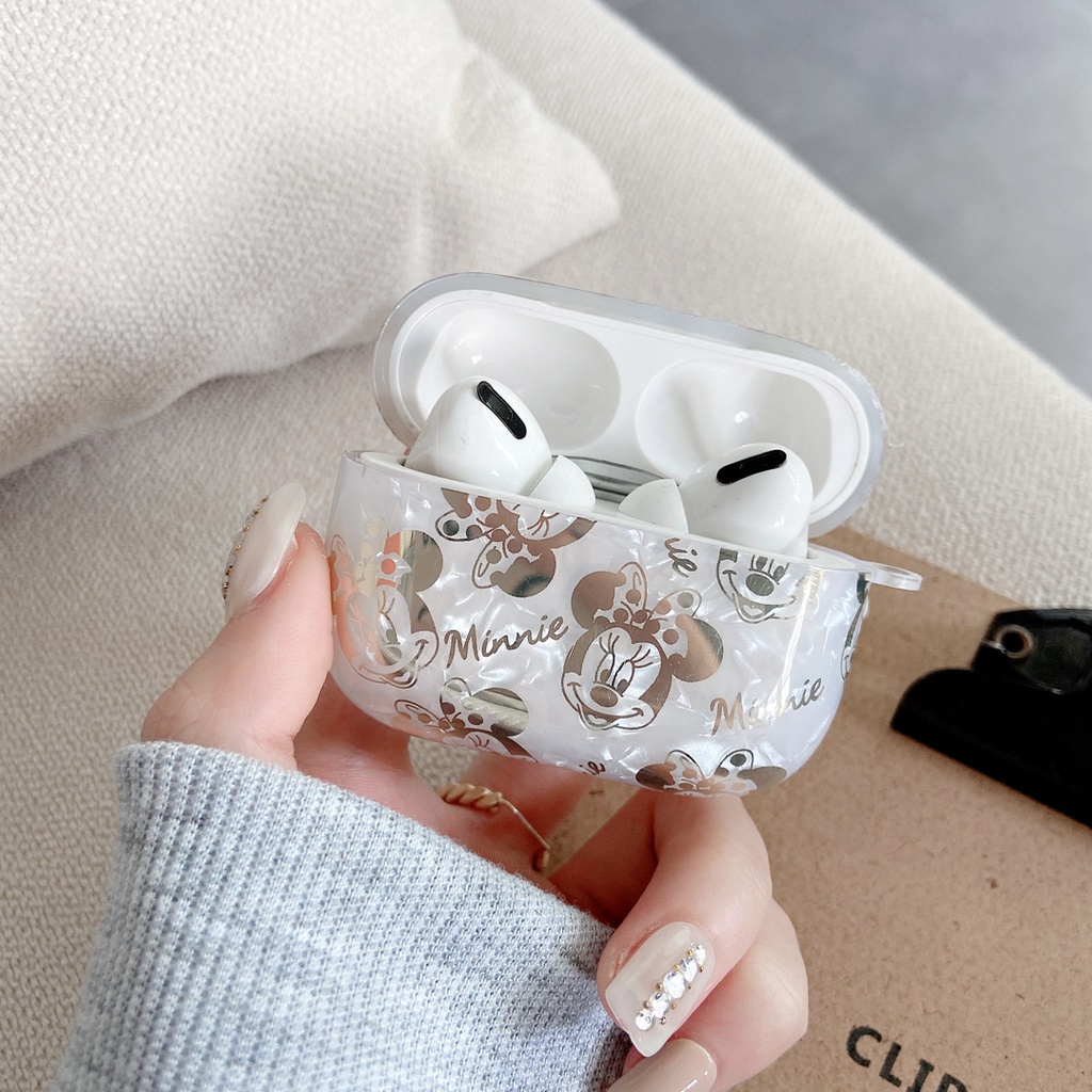 DISNEY Dễ Thương Vỏ Bảo Vệ Hộp Sạc Tai nghe không dây airpods pro gen 2 1 2 3 pro Hình Chuột mickey minnie Lấp Lánh