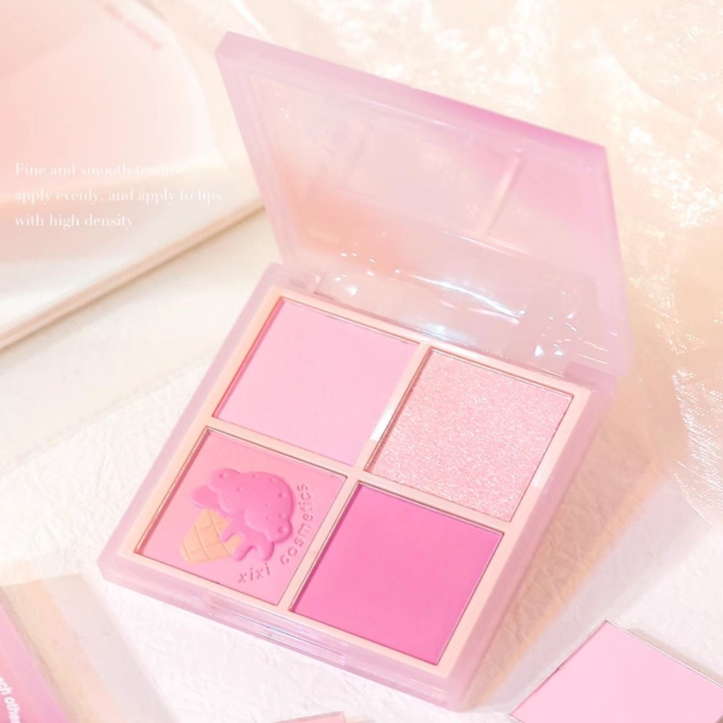 [HỎA TỐC] Bảng Phấn Má Hồng XIXI 4 Ô Nhũ Sáng Mắt Má Kèm Highlight Bắt Sáng XIXI Ice Cream Cool Tone kuromi cosmetic | BigBuy360 - bigbuy360.vn