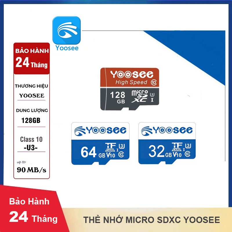 Thẻ nhớ Micro SDXC Yoosee 32GB | 64GB | 128GB Cao cấp, Class 10 - u3, Chuyên dụng Camera, điện thoại