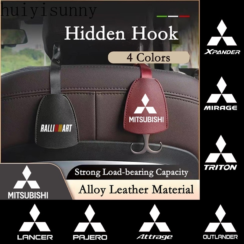 Hys 1 Chiếc Ô Tô Sau Ghế Móc Treo Móc Da Ẩn Tựa Đầu Thực Phẩm Nhựa Túi Đựng Cho Mitsubishi Ralliart 