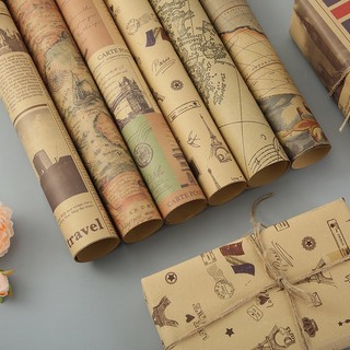 Giấy gói quà giấy gói hoa nền kraft cổ điển sang trọng phong cách retro giấy gói bìa sách hộp quà tặng giấy gói