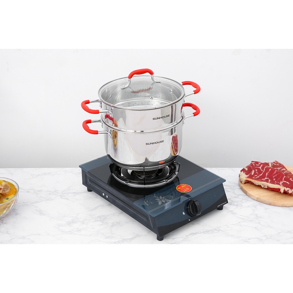 Bộ nồi xửng inox 5 đáy cao cấp SUNHOUSE SHG507-24/28  DÙNG CHO MỌI LOẠI BẾP