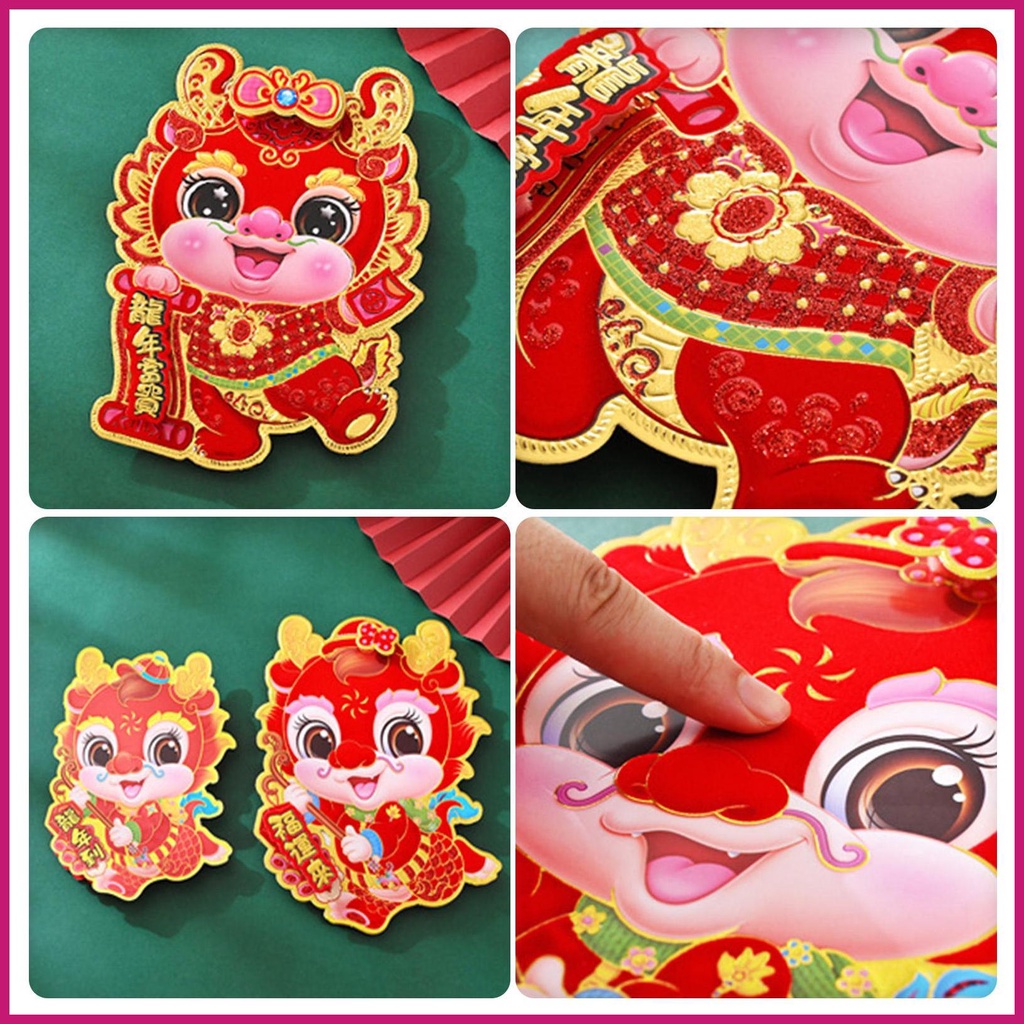 Miếng Dán Cửa Truyền Thống Trung Hoa Hình Rồng Năm Mới