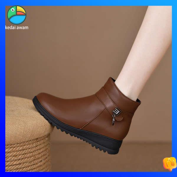 bốt nữ cao cổ giày bốt nữ cổ cao Giày cho mẹ da thật, giày bông mùa đông, bốt nữ trung niên, bốt ngắ