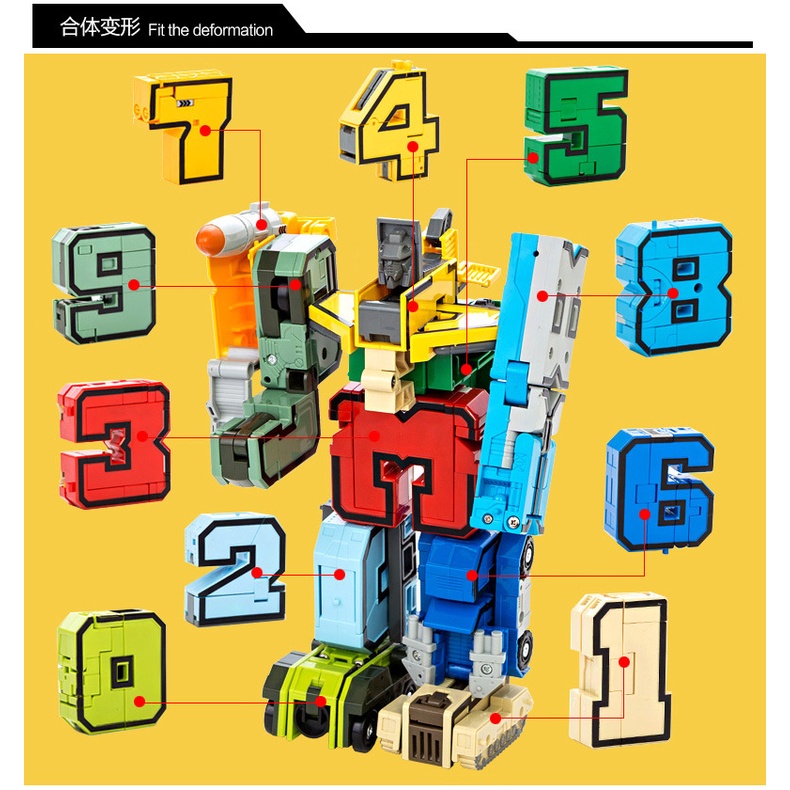 Đồ Chơi Lắp Ráp robot Biến Hình Chữ Số Cho Bé
