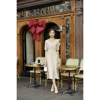 Đầm midi scoop - BEIGE - YV LE & CO