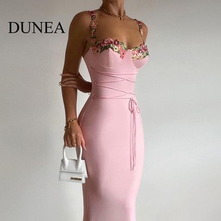DUNEA Đầm Cúp Ngực Phối Ren Quyến Rũ Dành Cho Nữ