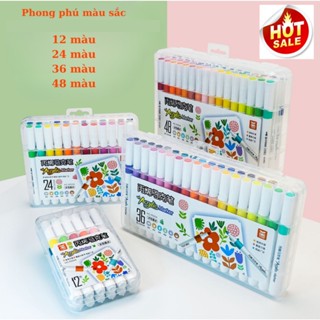 [Có Quà Tặng Kèm]Set 12 đến 60Bút màu ACRYLIC Marker đầu nhọn chống thấm nước không bị nhòe vẽ lên được nhiều chất liệu