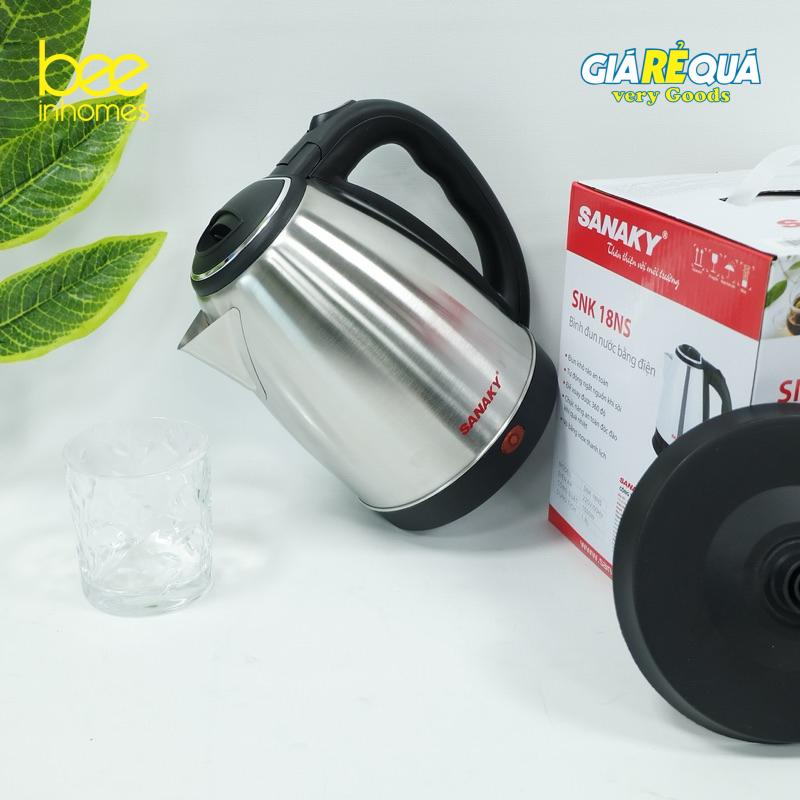 Ấm siêu tốc inox SANAKY 1.8L, bền, giá tốt, chính hãng