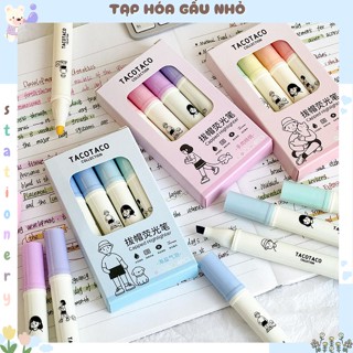  Hộp 4 bút highlighter TACOTACO collection tone pastel  taphoagaunho  