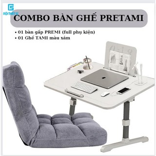 Bàn làm việc laptop đa năng gấp gọn thông minh, bàn ngồi bệt thay đổi kích thước có ổ cắm USB và ngăn kéo đựng bút