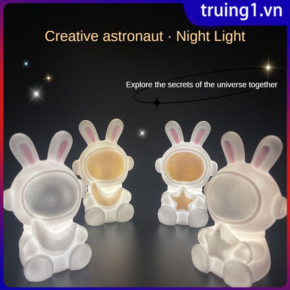 Mini Phi Hành Gia Đèn Ngủ Sáng Tạo Đèn LED Đọc Sách Chú Thỏ Dễ Thương Spaceman Hình Trang Trí Để Bàn Truing1