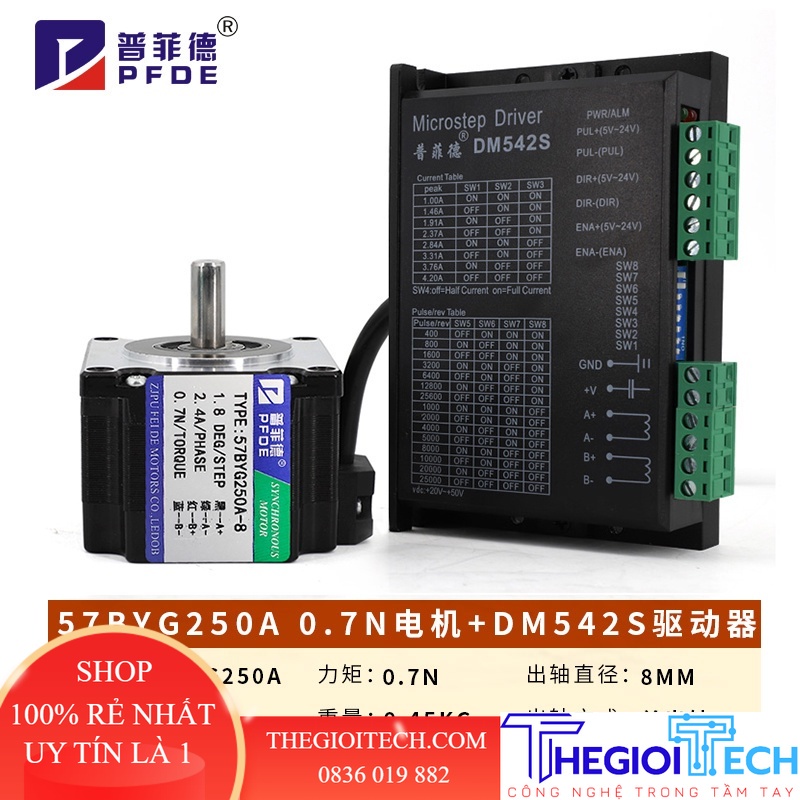 Động Cơ Bước 57BYG250B Nema 23 Mô-men Xoắn 1,2NM Chiều Dài 56MM Hai Pha 4 Dây Động Cơ Mạnh Mẽ Cho Má