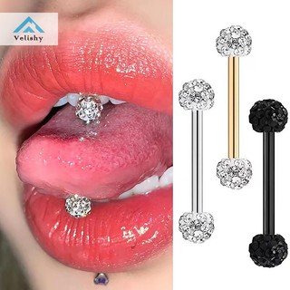 Set 4 Khuyên Lưỡi Inox Đính Đá Zircon Thời Trang Cho Nữ