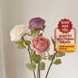 Hoa giả - Hoa hồng giả trang trí phòng để bàn chất liệu lụa cao cấp decor phong cách vintage