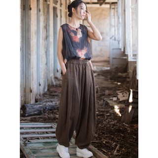 Ramie Sand Quần Dài Cotton Lanh Phong Cách Retro Nghệ Thuật Mới Cho Nữ