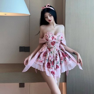 Đầm Hoa Cổ v Xẻ Sâu Dáng Ôm Thời Trang Quyến Rũ Cho Nữ