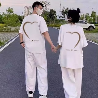 Áo Thun Dáng Rộng In Họa Tiết Trái Tim Đơn Giản Phong Cách Hàn Quốc Thời Trang Cho Nam / Nữ S-3XL
