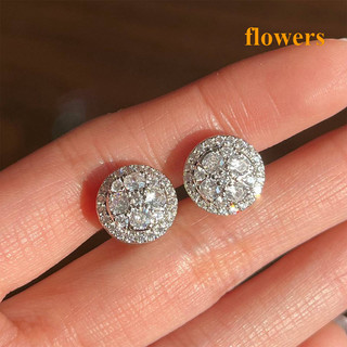 Full Paved CZ Bông Tai Dành Cho Nữ Hình Tròn Đơn Giản Đa Năng Bling Cubic Zirconia Bông Tai Tuyên Bố Món Quà Trang Sức