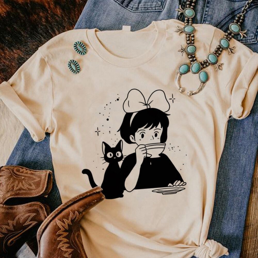 Studio Ghibli Totoro áo thun nữ ngộ nghĩnh mùa hè Tee quần áo anime nữ