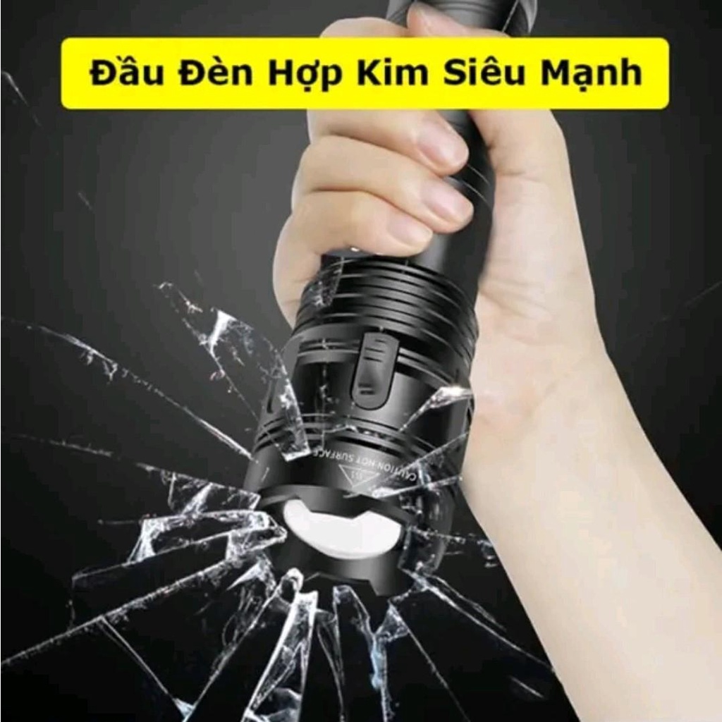 Đèn Pin A76 Cầm Tay Siêu Sáng Chiếu Xa 300m Có Zoom Xa Gần,Chống Nước IPX4, Pin Trâu Chip COB Led Tâm Tròn 7 Chế Độ Sáng