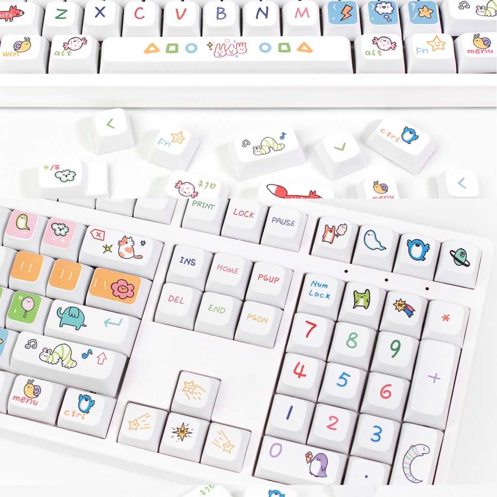 Đảng Động Vật Keycaps XDA Profile Hoạt Hình PBT Dye Sub Bàn Phím Cơ Keycap