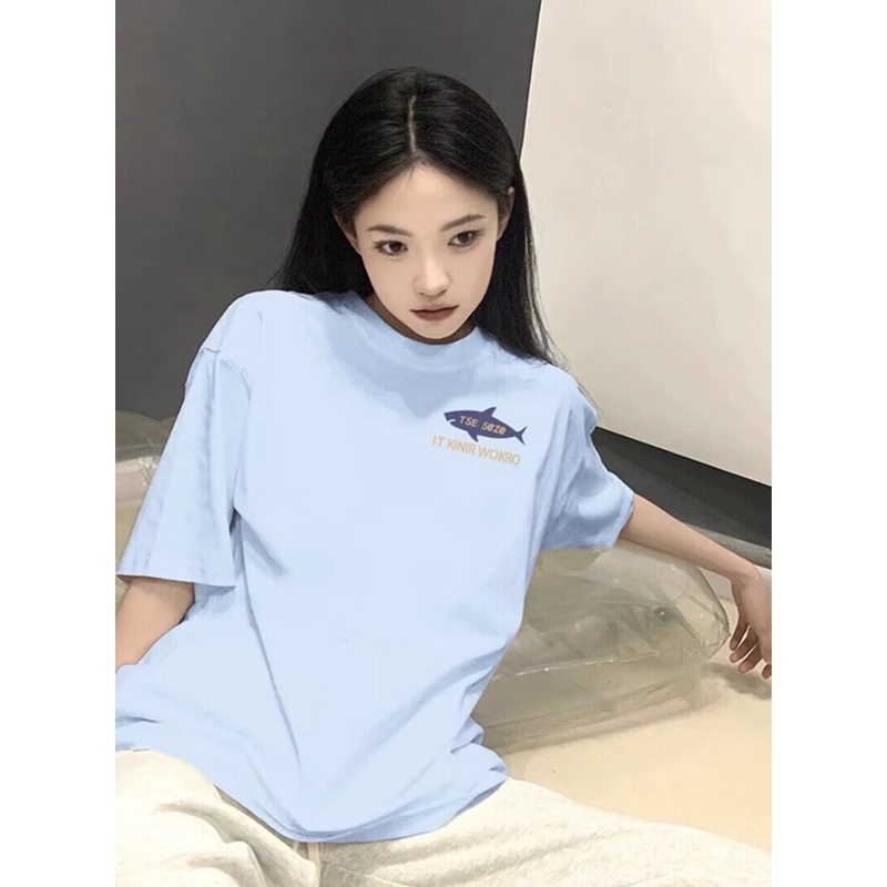 HIIXIIVI Áo Thun 100% cotton Tay Ngắn Dáng Rộng Phong Cách Hàn Quốc Thời Trang Cho Nữ