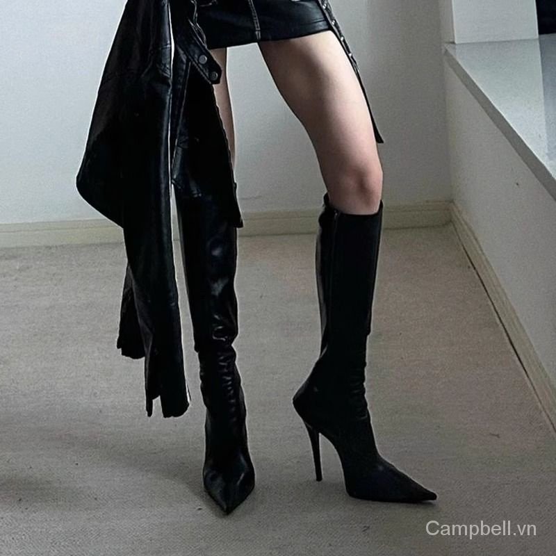 Bốt Cao Gót Mũi Nhọn Phong Cách Âu Mỹ Thời Trang Mùa Thu 2023 Cho Nữ