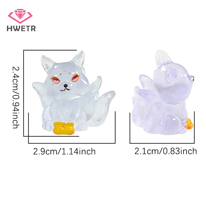 Hwetr Tượng Cáo Chín Đuôi Dạ Quang mini Bằng Nhựa resin Phát Sáng Trong Bóng Tối Trang Trí Nhà Búp Bê diy Mới