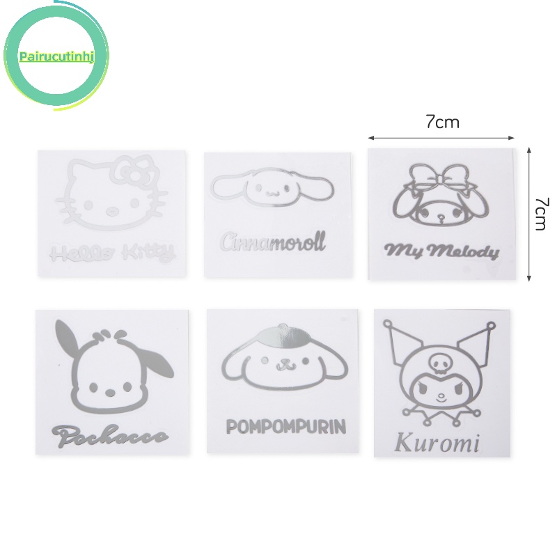 SANRIO Parucutin Set 10 Miếng Dán Kim Loại Hoạt Hình kuromi melody hello kitty cinnamoroll pachacco Đơn Giản Chống Thấm Nước vn