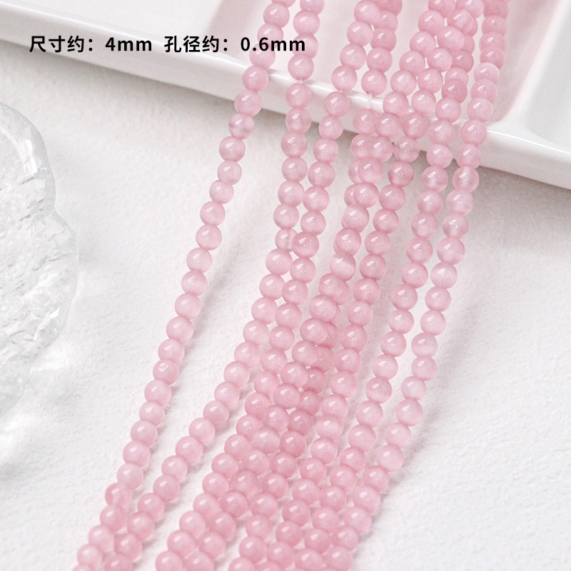 Set 10 Hạt Đá Mắt Mèo Giả Bằng Thủy Tinh 4 / 6 / 8 / 10mm Tự Làm Trang Sức